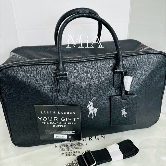 Ralph Lauren Polo Travel / Weekend Bag Side Pocket + Strap + Name Tag (Black) - Picture 2 of 8